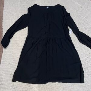 NWT Old Navy Black Dress One Button Front Knee Length/ Above Knee